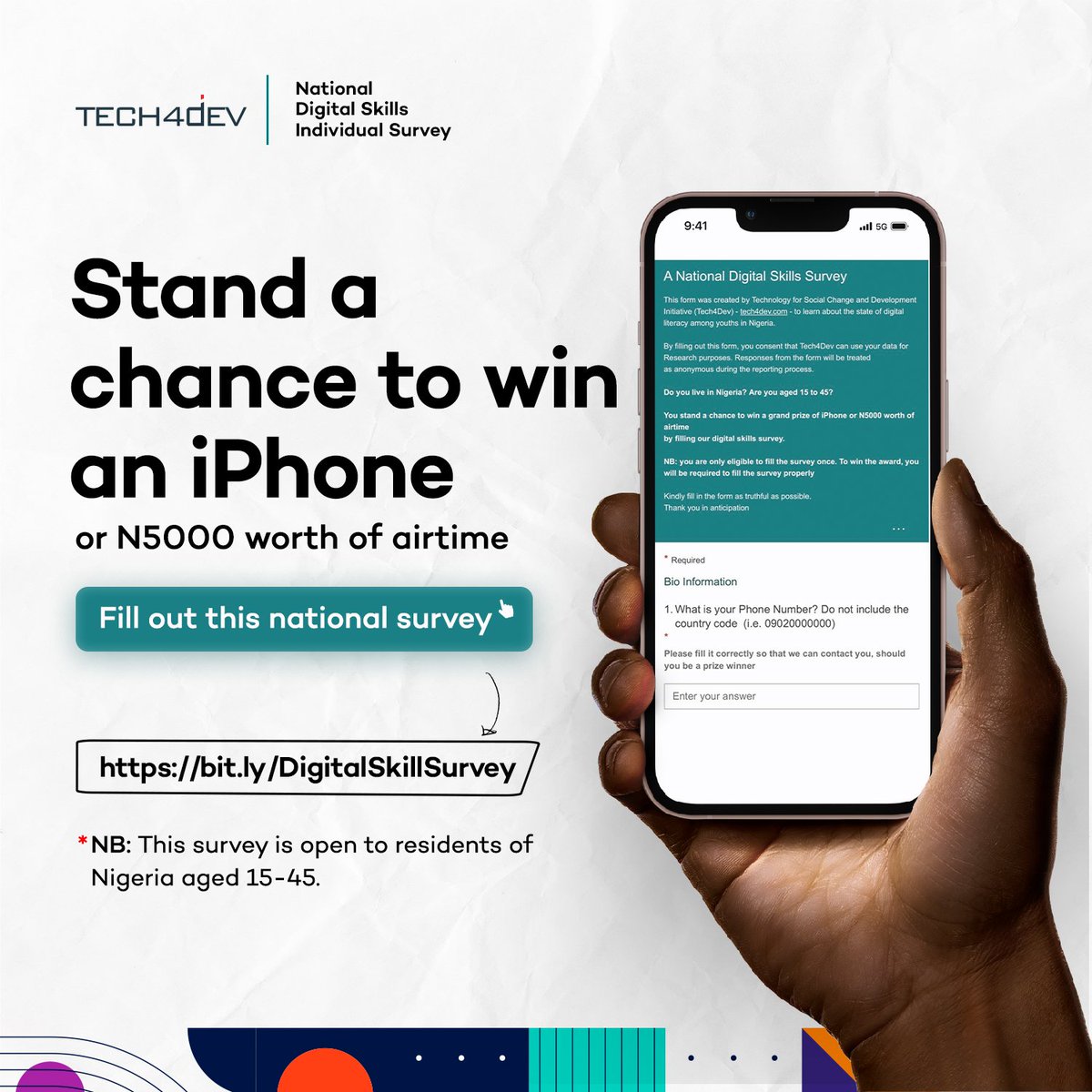 Tech4DevHQ's tweet photo. Fill out this survey to help us determine the level of digital literacy in Nigeria. 

Click here to fill the survey: https://t.co/5ZbyX9ou9s https://t.co/Fh5O3fKwy2