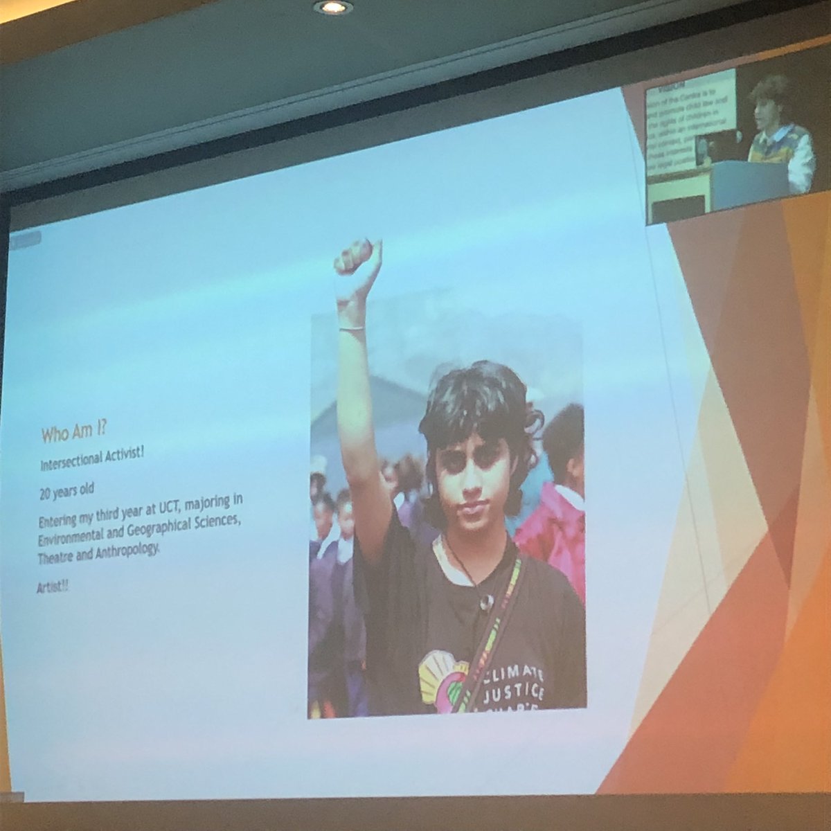 UPChildLaw's tweet photo. Youth Engagement: 

Raeesah Noor-Mohamed who is a Climate Justice Activist, gives presentation on Child Climate Activism in South Africa  #ClimateJustice #ChildParticipation https://t.co/a9q4NquJw0
