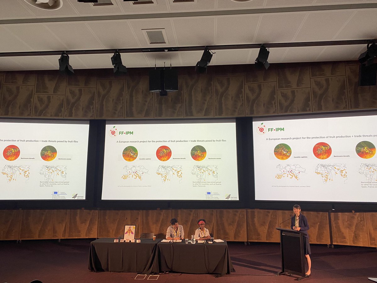 H2020Ipm's tweet photo. The #11ISFFEI Closing Ceremony is currently underway! 
FF-IPM @H2020Ipm project is proud to be part of this major event with more that 10 posters &amp; 4 presentations from experts of our consortium who shared knowledge, technologies &amp; experiences regarding fruit flies. https://t.co/C3d71D0Mj8