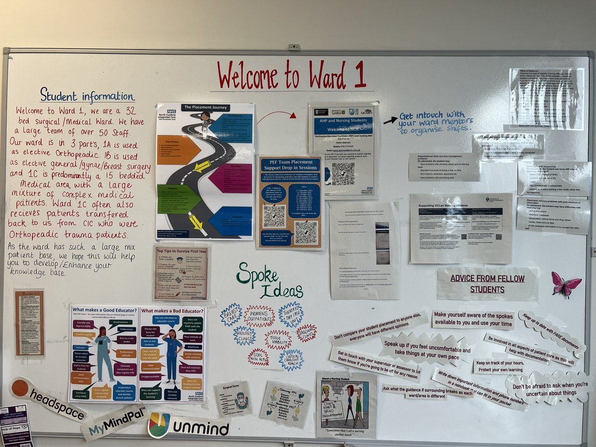 Well done ward 1 on providing information for all students who visit the area on how to get the best from their placement.
