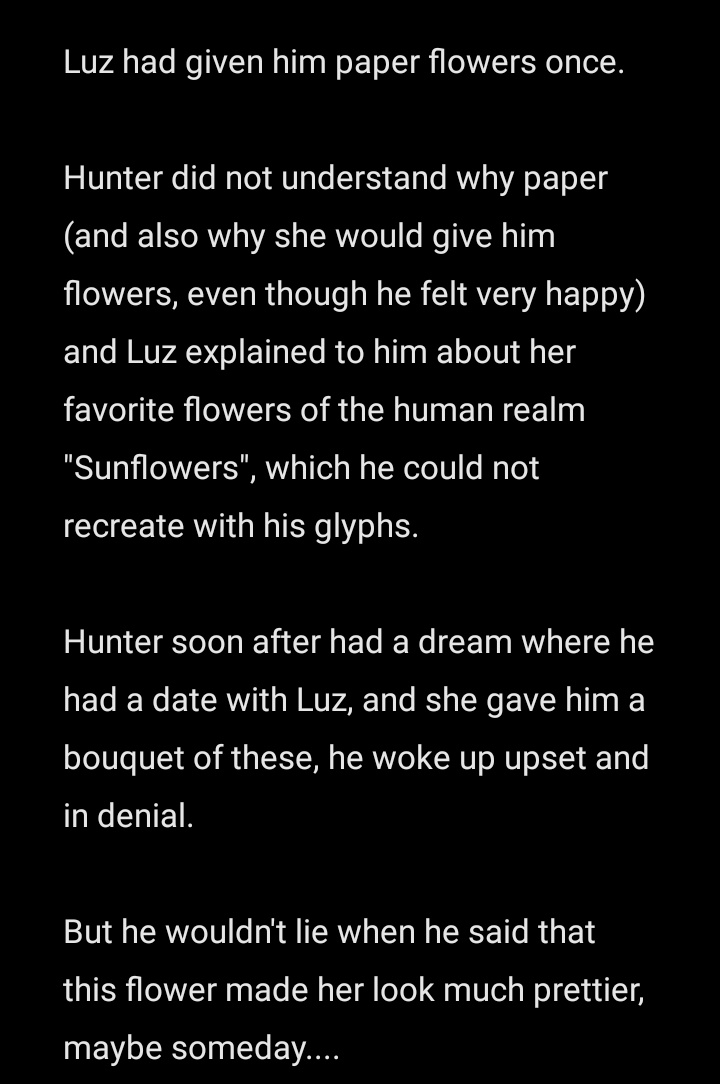 PinkCascara's tweet photo. #goldenlightweek2022 
Day 4: Sunflower 🌻
Bonus fact, Luz now associates sunflowers with Hunter, something that makes her feel even more in love.
#huntceda #lunter #huntertoh #LuzNoceda https://t.co/qT0FhVgPI6