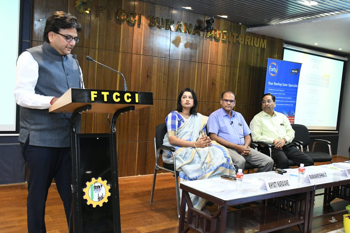 FTCCI's tweet photo. The Federation of Telangana Chambers of Commerce and Industry(@FTCCI) in association with @Orb_Energy organised Powering Indian Enterprise with Rooftop Solar.
#FTCCI #OrbEnergy #Orb #Energy #PoweringIndianEnterprise #RooftopSolar #Solar #TelanganaFederation #Hyderabad https://t.co/n2OKNXmDVg