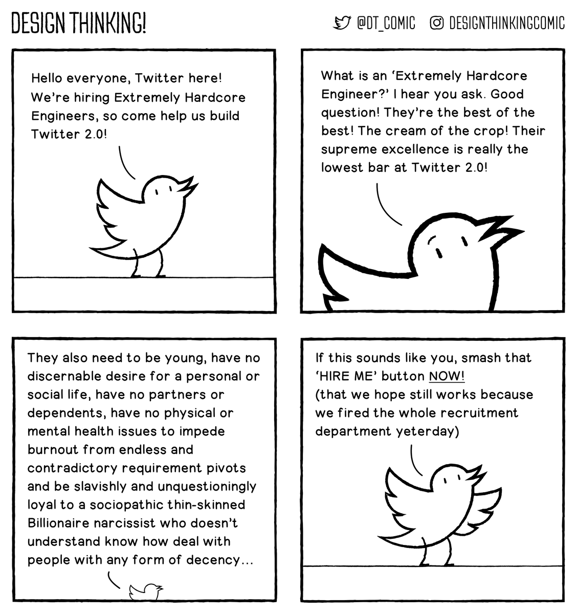 Twitter 2.0: Extremely Hardcore Engineers
#RIPTwitter #GoodByeTwitter #probablystillgonnabearoundforawhileinnit