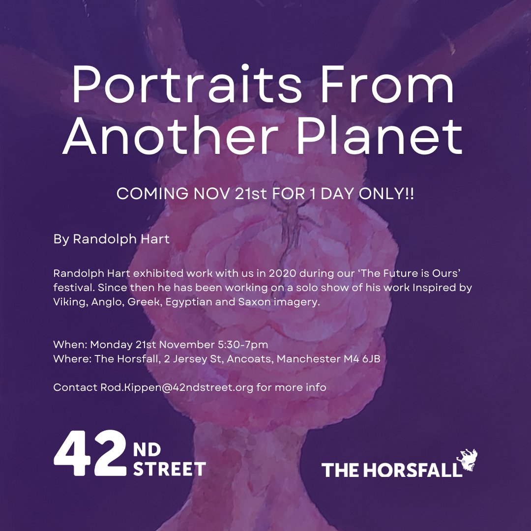 Join us for one evening only, on Monday 31st November from 5:30-7pm, for 'Portraits From Another Planet' by Randolph Hart. ⁠ #thehorsfall #manchesterevents #manchesterartists #manchesterexhibition #artandwellbeing #youthart #youthsupport⁠