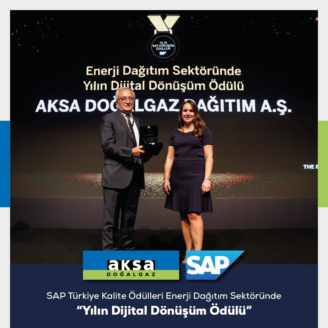 DOGALGAZAKSA's tweet photo. Yılın en başarılı yazılım ve dijital dönüşüm projelerinin seçildiği #SAPTürkiye Kalite Ödülleri kapsamında #Enerji Dağıtım Sektöründe Yılın Dijital Dönüşüm Ödülü’nün sahibi olduk. https://t.co/7c24GeyVCI
