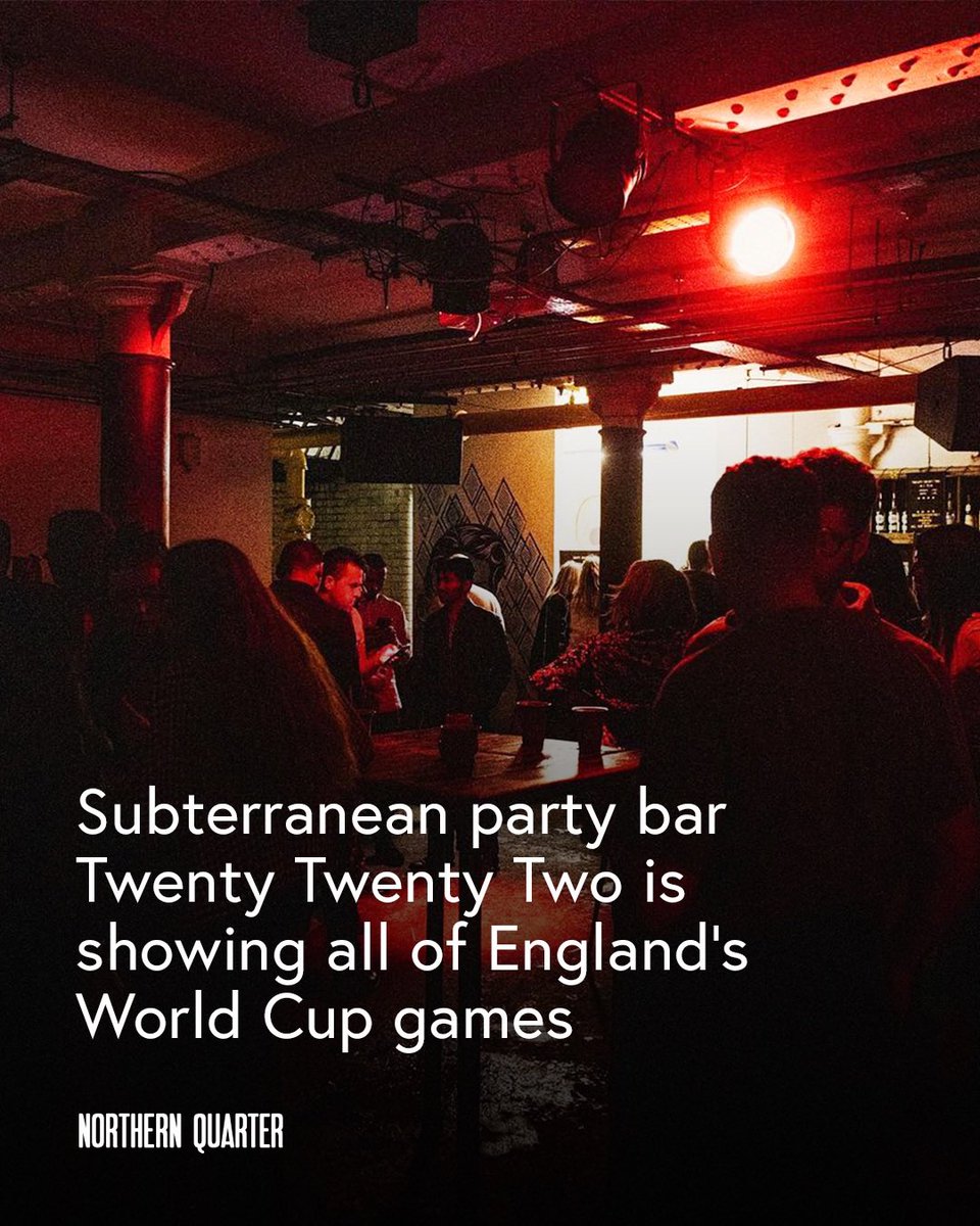 Northern Quarter MCR (@nqmanchester) on Twitter photo Manchester dive bar <a href="/TTTMCR/">TwentyTwentyTwo</a> is opening its doors early for all of England’s World Cup games this year!
Guests can also take advantage of their happy hour - bottles of wine for £10, £5 cocktails, cask ale for £2.80, pilsner for £2.80 and bottles of Prosecco for £15. Manchester dive bar <a href="/TTTMCR/">TwentyTwentyTwo</a> is opening its doors early for all of England’s World Cup games this year!
Guests can also take advantage of their happy hour - bottles of wine for £10, £5 cocktails, cask ale for £2.80, pilsner for £2.80 and bottles of Prosecco for £15.