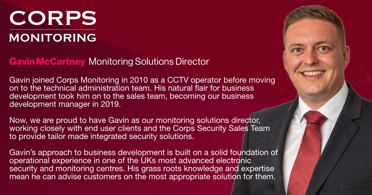 Introducing our fourth appointment: Gavin McCartney has been as been promoted as our Monitoring Solutions Director. Congratulations, Gavin #security #cctvmonitoring
