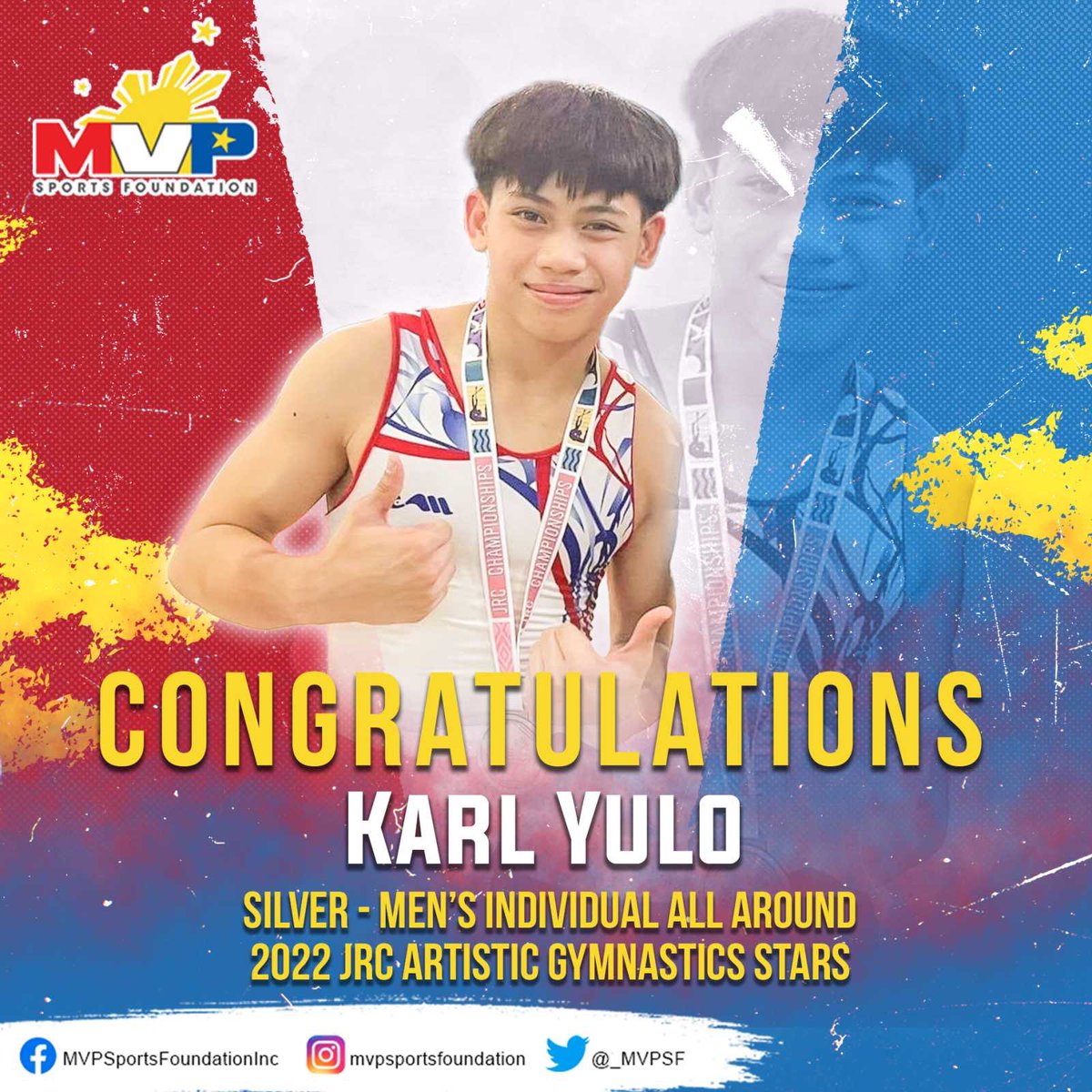 Congratulations Karl and Elaiza Yulo for winning in the 2022 JRC Artistic Gymnastics Stars Championships in Bangkok, Thailand! 🥈🥇

We are proud of you! 💪💯🇵🇭

Follow us on our social media handles! IG/FB/Twitter👉🏼 mvpsfph 

#TungoSaGinto #Husay #TuloyAngLabanTuloyAngSuporta