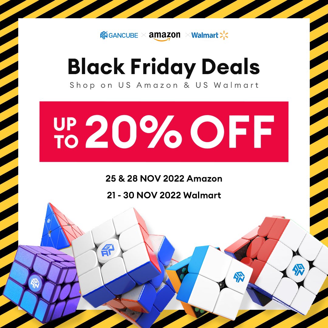 gancube's tweet photo. ⚡BLACK FRIDAY & CYBER MONDAY SALE⚡
SAVE UP TO 20% OFF!
14 - 26 Nov. 2022 on GANCUBE SHOP
21 - 30 Nov. 2022 on US Walmart
25 & 28 Nov. 2022 on US Amazon
#GANCUBE #GANCUBEAmazon #GANCUBEWalmart #BlackFriday #CyberMonday #GANMirrorM #GANPyraminxM #GAN251M #GAN356M #CubingNewAge https://t.co/z89q0TIzQS