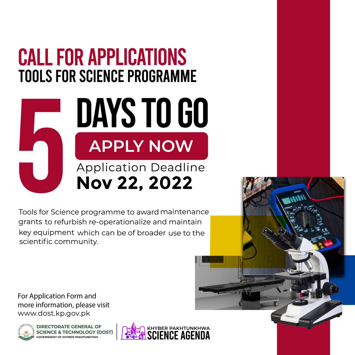 KPScienceAgenda's tweet photo. Are you looking for grants to refurbish, re-operationalize and maintain key lab equipment? Then you can apply for tools for science programme!

For more details, check out: https://t.co/yX27JojtQk https://t.co/tPgiRcrZ5S