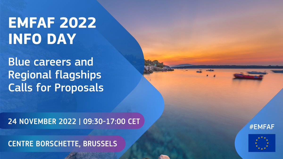 📣 Do you know that 2⃣ new #EMFAF calls for proposals opened recently?

EUR 15.1 million are available for proposals on #BlueCareers and Regional Flagships projects in #EUSeaBasins!

⏰Last chance to register for the #EMFAF Info Day on 24 November👉 europa.eu/!33XqnH