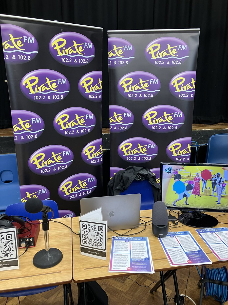 PirateEducation's tweet photo. We’re at @MountsBaySchool for their Careers event…all prepped for the students arrival #careers #media #Radio https://t.co/Q7Piz8emAJ