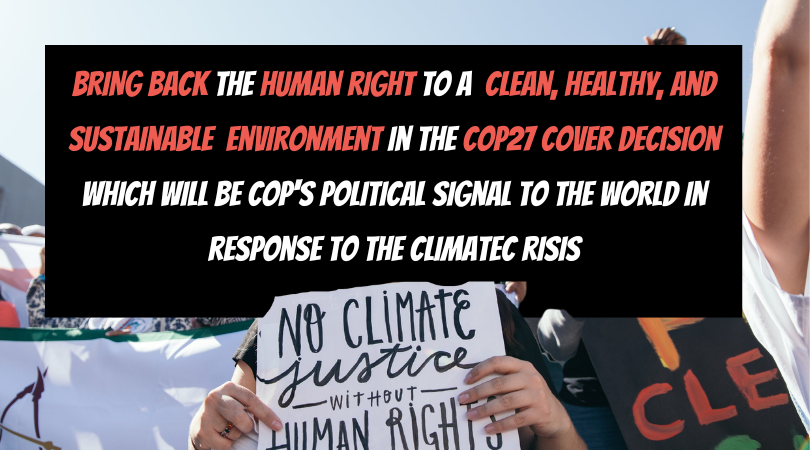 ciel_tweets's tweet image. The right to a #HealthyEnvironmentForAll has been recognized by:
🔹@UN_HRC
🇺🇳#UNGA 
💯150+ States
How come Parties at #COP27 striped the reference to this right in the draft COP political decision?

We need to see it back in the text: the #ClimateCrisis is a #HumanRights crisis!
