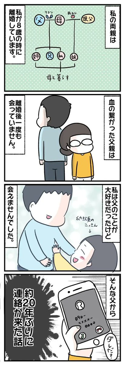 生き別れの実父から突然連絡がきた話。(1/5)
#エッセイ漫画 #漫画が読めるハッシュタグ 