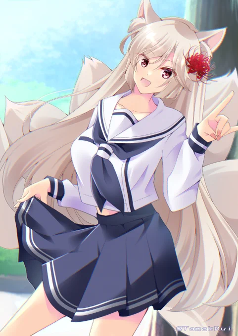 制服ヒガンバナも実装されますように!#花騎士 #フラワーナイトガールイラスト #フラワーナイトガール 