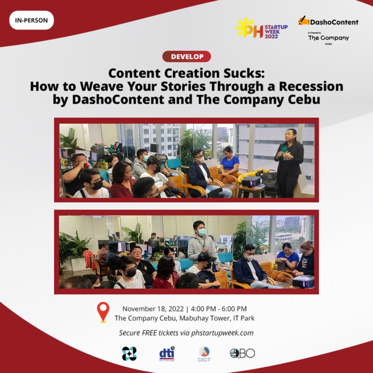 DashoContent's tweet photo. π HAPPENING NOW π
Take a peek at what's happening at our #PHSW22 x DashED Community Event, discussing why Content Creation Sucks! β
#content #contentmarketing #contentcreation #contentcreator #digitalmarketing #marketingdigital #socialmedia https://t.co/6adorBTdWZ