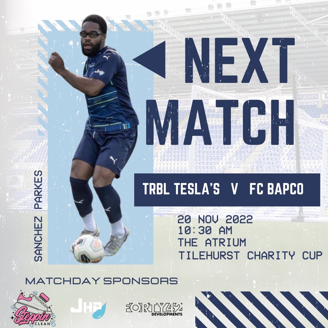 fcbapco's tweet image. CUP FIXTURE 🏆

🆚 TRBL Tesla's
🏆 Tilehurst Charity Cup
📅 20th November 2022
⏰ 10:30 Kick-Off
🏟 The Atrium
📍 RG30 6AY

#UTB

SIDE NOTE: This is the third time I've had to post a graphic for this fixture due to the games getting called off... Third time lucky? 😂🤞