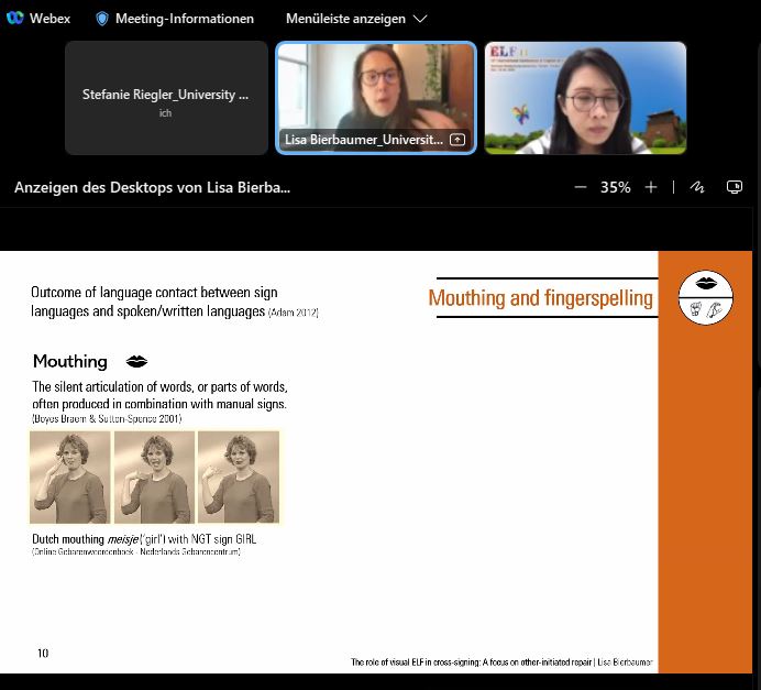Footage from #ELF13! 👩‍🏫 My colleague presents her research on the role of visual ELF in crosssigning! Good job, <a href="/BierbaumerLisa/">Lisa Bierbaumer</a>! 👏🤓