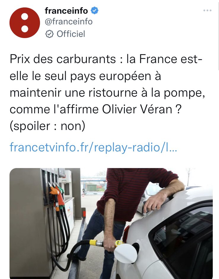 Un porte-parole du gouvernement qui ment sur tous les sujets, même les plus anodins, si mal qu’il arrive à se faire griller à chaque fois, c’est incompatible avec la démocratie…
#VéranDémission 
francetvinfo.fr/replay-radio/l…