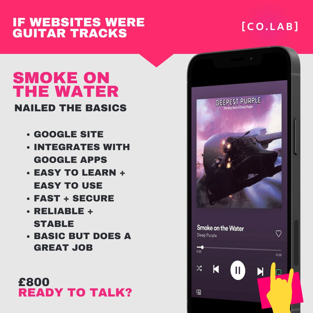 🎸 If websites were guitar tracks! 🎸

Visit our website to see the options we have available!
Ready to be inspired by possibility?  colabhub.co.uk/build/ 

#DigitalAgency #Alloa #ColabAlloa #Websites #SmallBusinesses #WebHelp