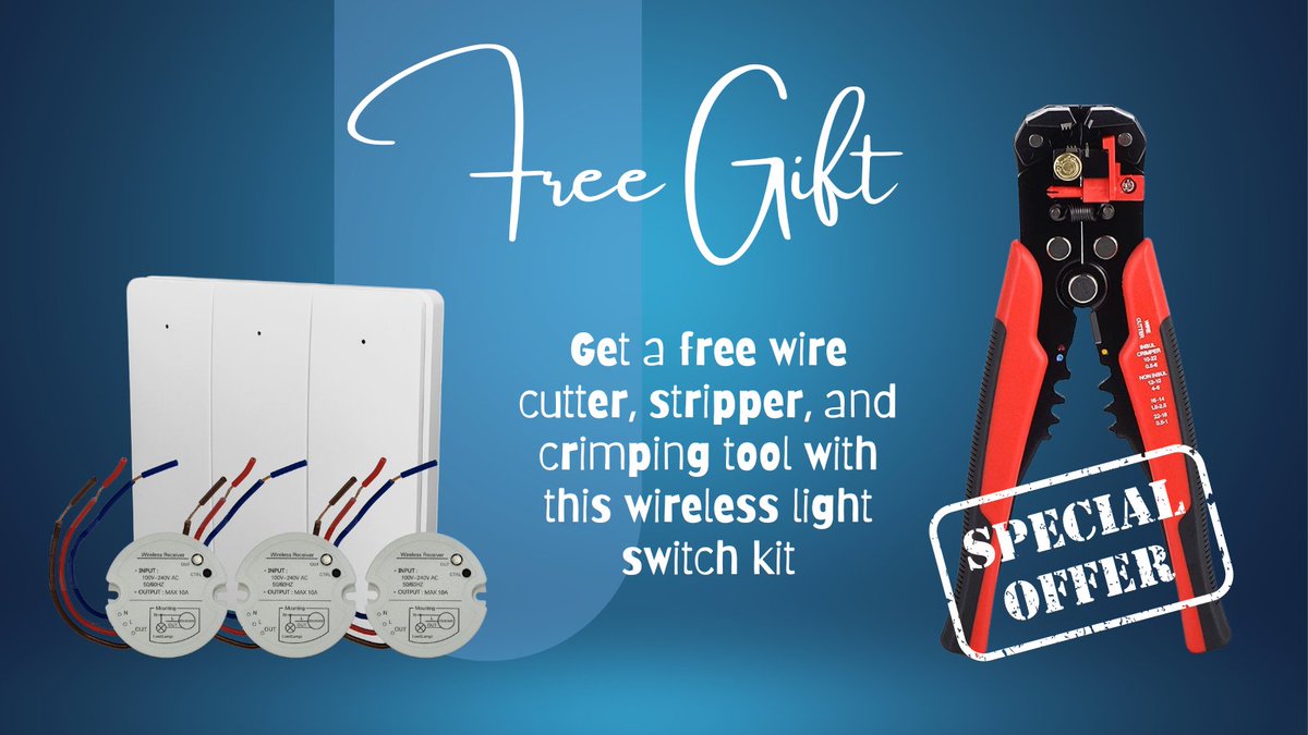 For a limited time only while stocks last, get a FREE wire cutter, stripper, and crimping tool when you purchase our 3-gang wireless light switch kit.

For more information, visit:
chosry.com/shop/ols/produ…