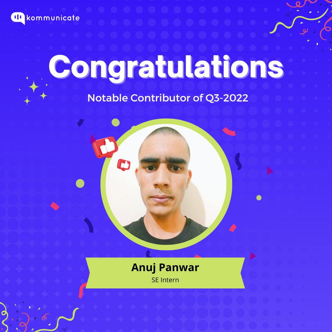 kommunicateio's tweet photo. We are thrilled to announce the Top Performers & Notable Contributors of Q3-2022 at Kommunicate.
Congratulations to each one of you on your incredible success! π₯³π
#TeamKommunciate #TopPerformer #NotableContributor #Team #TeamWork #Q3 #Q32022 https://t.co/1Y1agMsAK6