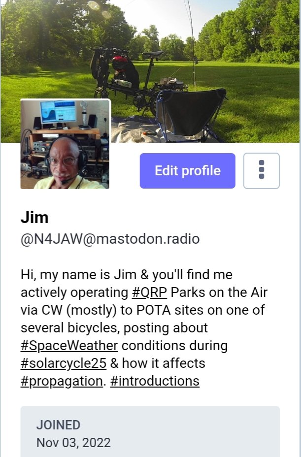 This is where you can find me on #mastodon @n4jaw@mastodon.radio I've been there a couple of weeks. #amateurradio #hamradio