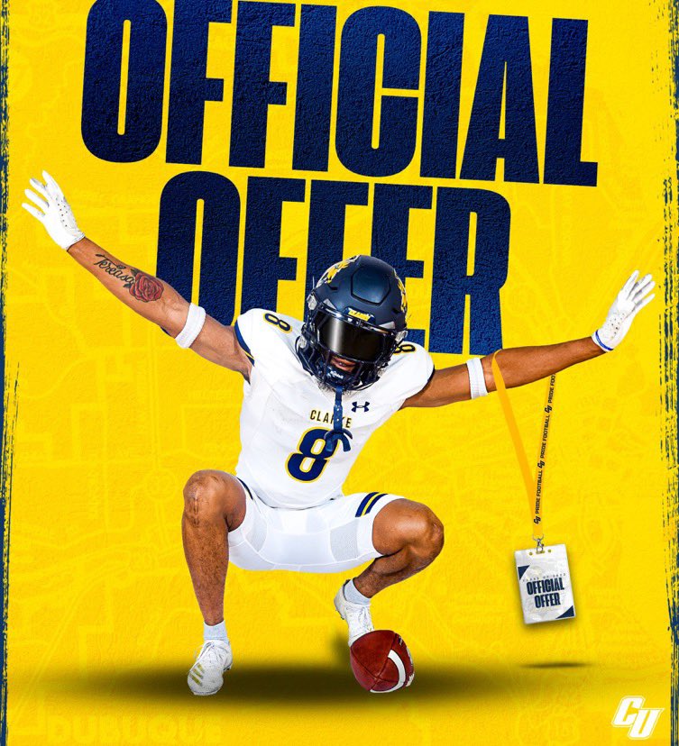 Lyam Edwards (@lyamedwards1) on Twitter photo After a great conversation with <a href="/CoachMRegalado/">Miguel Regalado</a> Iโm excited to announce I have received an official offer from Clarke University! <a href="/ClarkePrideFB/">Clarke Pride Football</a> <a href="/JaronCohen1/">Jaron Cohen</a> <a href="/_pondofootball/">Ponderosa Football ๐ด</a> <a href="/FirstDownQBA/">First Down QBA</a> After a great conversation with <a href="/CoachMRegalado/">Miguel Regalado</a> Iโm excited to announce I have received an official offer from Clarke University! <a href="/ClarkePrideFB/">Clarke Pride Football</a> <a href="/JaronCohen1/">Jaron Cohen</a> <a href="/_pondofootball/">Ponderosa Football ๐ด</a> <a href="/FirstDownQBA/">First Down QBA</a>