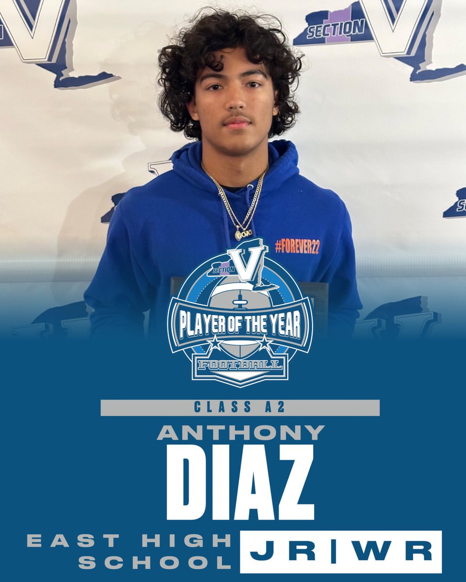 SecVFootball's tweet photo. Congratulations to Anthony Diaz of @GoEastEagles  @EaspEpo who is the Class A2 Offensive Player of the Year! https://t.co/D9f00sb6Tc