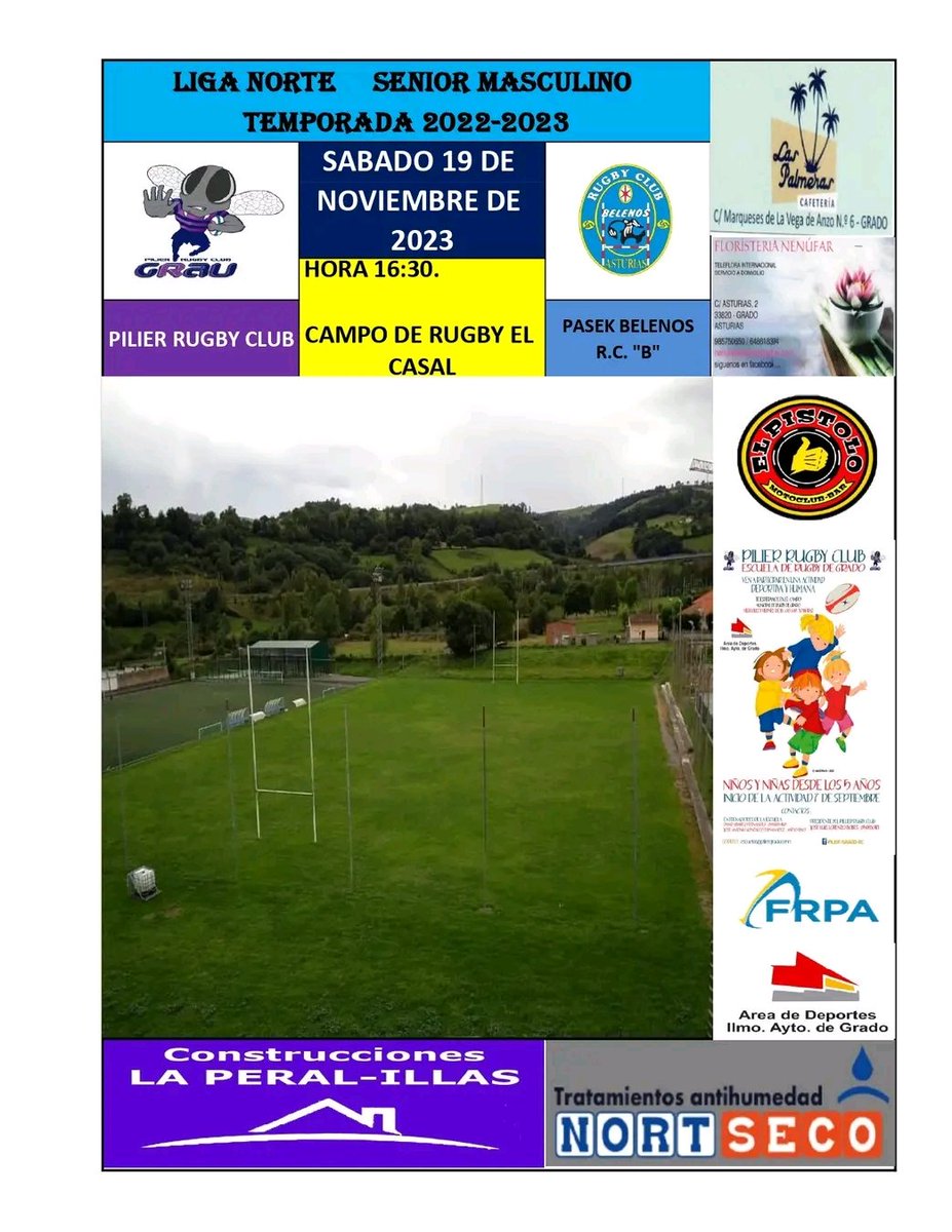 Este sábado vuelve la competición senior al municipal moscón. A las 16:30 jugamos con el Belenos RC "B".

📆 Sábado 19
🕟 16:30
🏟️ El Casal
🏉 Pilier RC - Belenos RC "B"