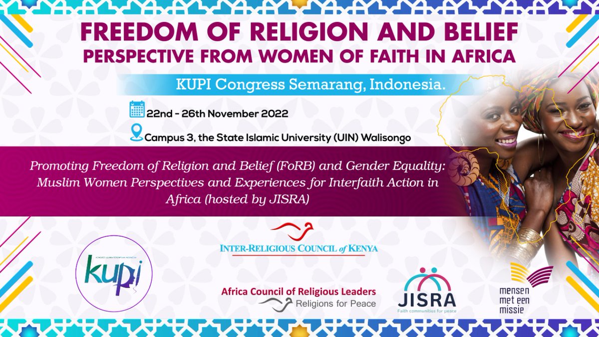 .<a href="/irck_info/">Inter-Religious Council of Kenya(IRCK)</a> <a href="/Mensenmissie/">Mensen met een Missie</a> and AMAN, as part of the Joint Initiative for Strategic Religious Action #JISRA, will host a sharing and learning session during the KUPI, in Semarang in Indonesia, which will be attended by 500 audience representatives from 26 respective countries.