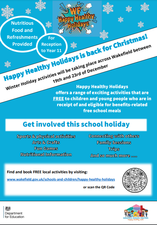 TownvilleIS's tweet photo. We are excited to announce that the booking website for the Winter Happy Healthy holidays provision will go live on Friday 18th November at Happy Healthy Holidays - Wakefield Council https://t.co/sX1FigsrBh