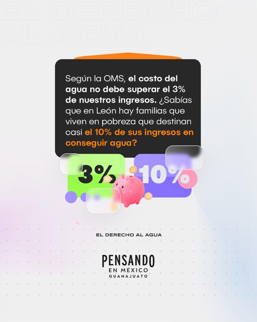pensandoengto's tweet photo. Según la OMS, el costo del agua no debe superar el 3% de nuestros ingresos. ¿Sabías que en León hay familias que viven en pobreza que destinan casi el 10% de sus ingresos en conseguir agua?
#pensandoenguanajuato https://t.co/0Ar5fqWg8V