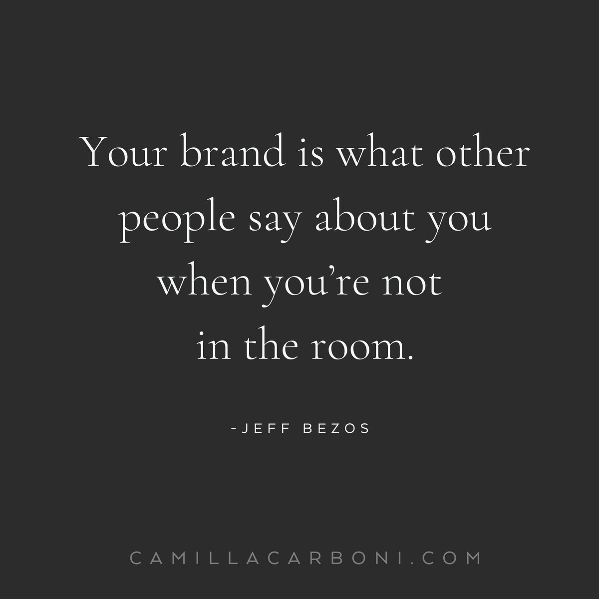 camillacarboni's tweet photo. As Jeff Bezos famously said: “Your brand is what other people say about you when you’re not in the room.”
And, when it comes to business, what people are saying matters.

#marketingcommunication #luxurycopywriting https://t.co/HyEhz9vPrA