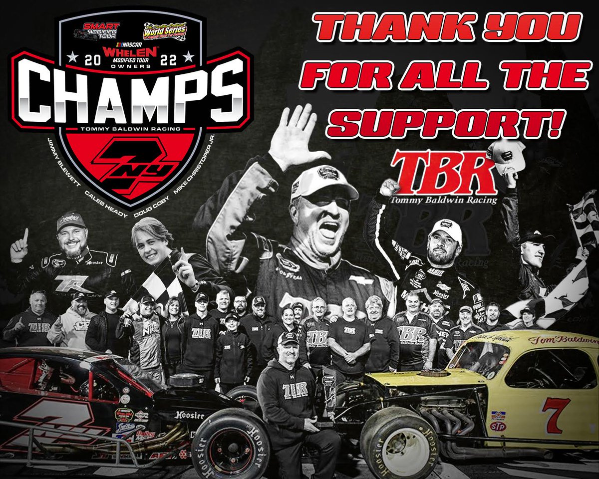 Without the support of our drivers, race team, supporters, sponsors &amp; fans, none of the 2022 season would have been possible for Tommy Baldwin Racing.

We can't thank everyone enough. 🏁