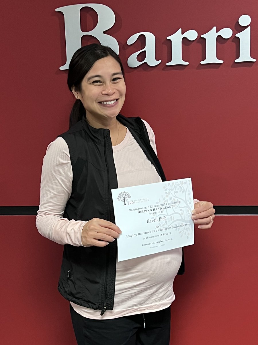 Ann Cygnar (@acygnar) on Twitter photo Congratulations to Karen Fish on being awarded the Helping Hand Grant from the Barrington 220 Educational Foundation! Our students are lucky to have you as their APE Teacher. Thank you for all you do! <a href="/PegLasiewicki/">Dr. Peg Lasiewicki</a> @PNadlerD220 @Barrington220 #WeBelong Congratulations to Karen Fish on being awarded the Helping Hand Grant from the Barrington 220 Educational Foundation! Our students are lucky to have you as their APE Teacher. Thank you for all you do! <a href="/PegLasiewicki/">Dr. Peg Lasiewicki</a> @PNadlerD220 @Barrington220 #WeBelong
