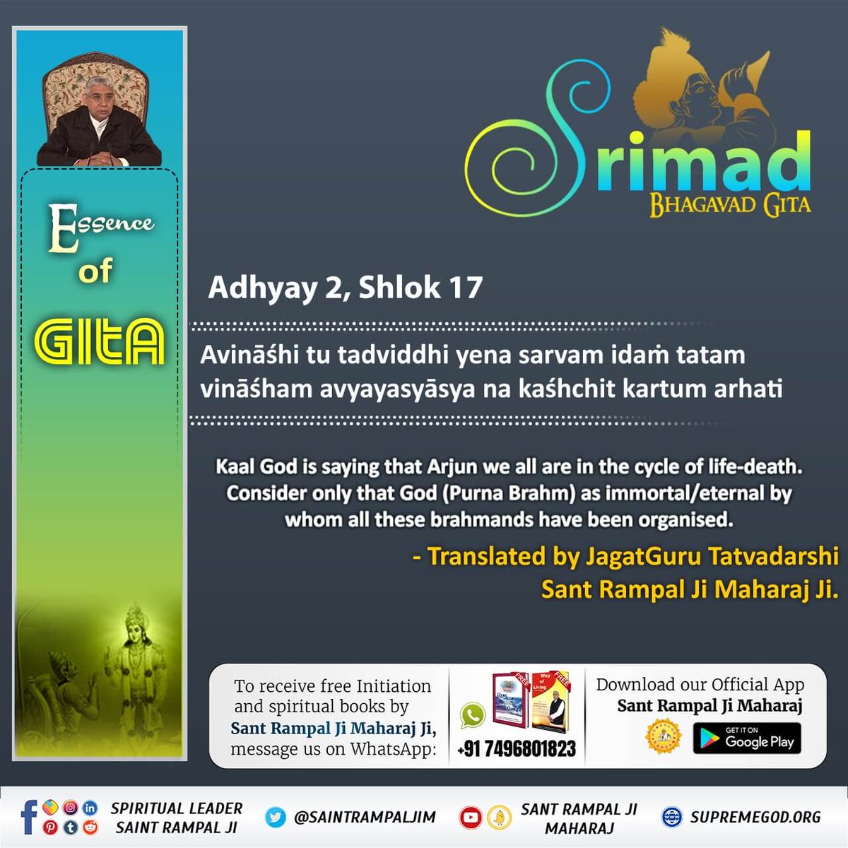 SheetalSing4's tweet photo. 🔸What does Bhagwat Geeta Say about shraddh and pind-dan?? 

To now must listen to the audio book "Geeta Tera Gyan Amrit" by jagadguru tatvdarshi Sant Rampal Ji Maharaj
#RealKnowledge_Of_Gita https://t.co/64veaV5v8r
