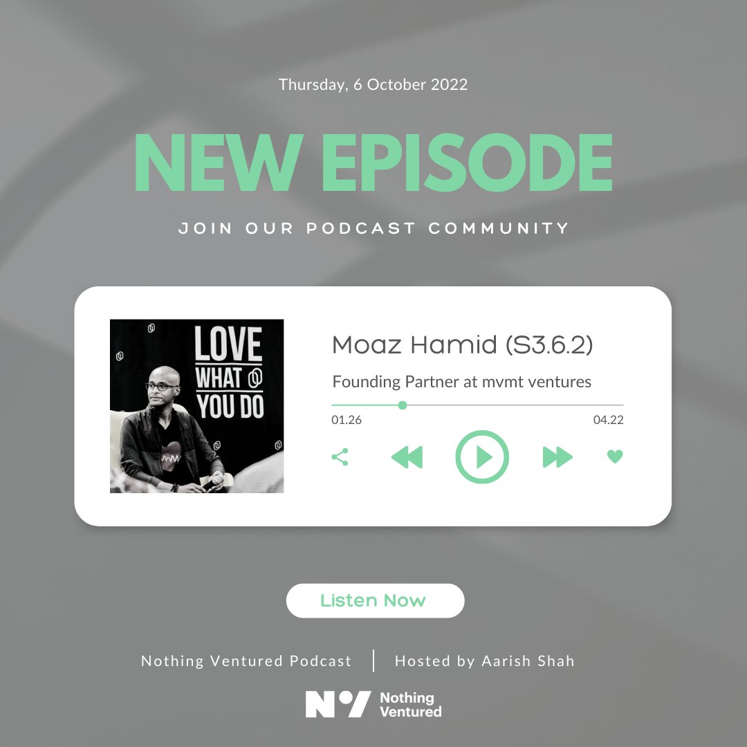 Nothing Ventured S3.06 part 2, in conversation with Moaz Hamid.

“We need to look at the past and the future to innovate.”

Talking topics from challenges faced, the leap of faith and so much more. You don't want to miss it.

Listen now: bit.ly/3OgnBdz 

#BusinessPodcast