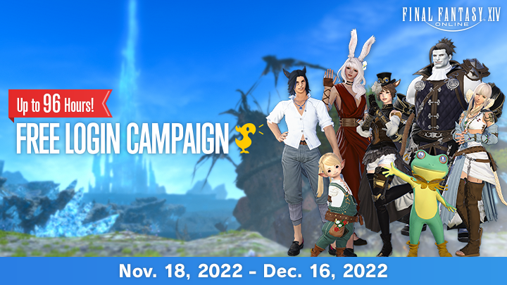 FF_XIV_EN's tweet photo. The Free Login Campaign is back! 🎮

From now until Dec. 16, eligible players can return to #FFXIV and play free for a limited time! 

Jump in and check out new quests and challenges to be overcome! 🤩 https://t.co/OM7VyddusE https://t.co/IMJpktsADZ