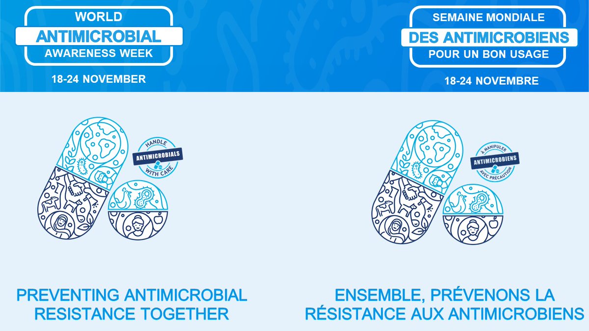 November 18-24 marks World Antimicrobial Awareness Week! “Preventing antimicrobial resistance together” is the theme for #WAAW 2022. Canadian health &amp; research organizations collaborated to assemble resources that promote patient
safety and help slow #AMR: antimicrobialawareness.ca/#for-providers