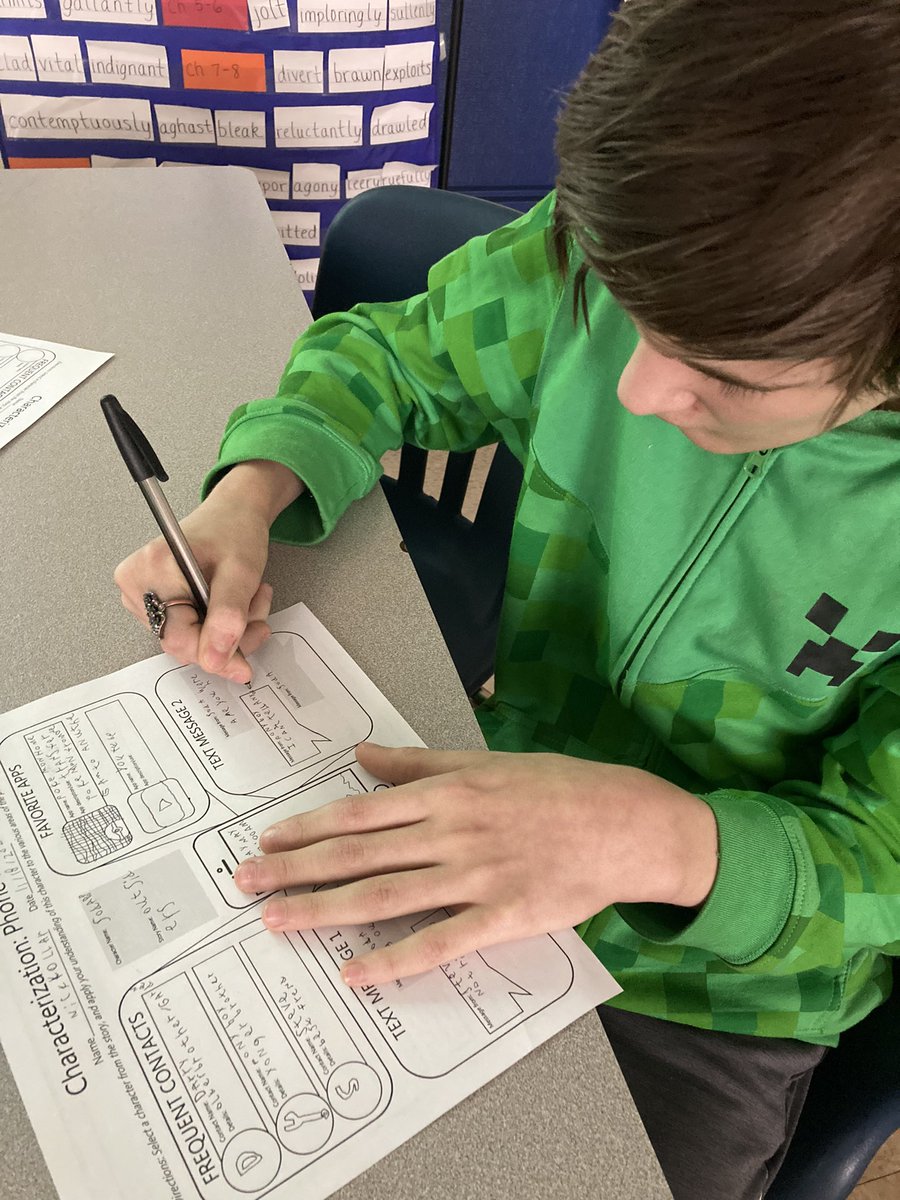 Fowler7th's tweet photo. Fun Outsiders Characterization activity- “Phone it in!” #gkcogs https://t.co/WjuNwARAaN
