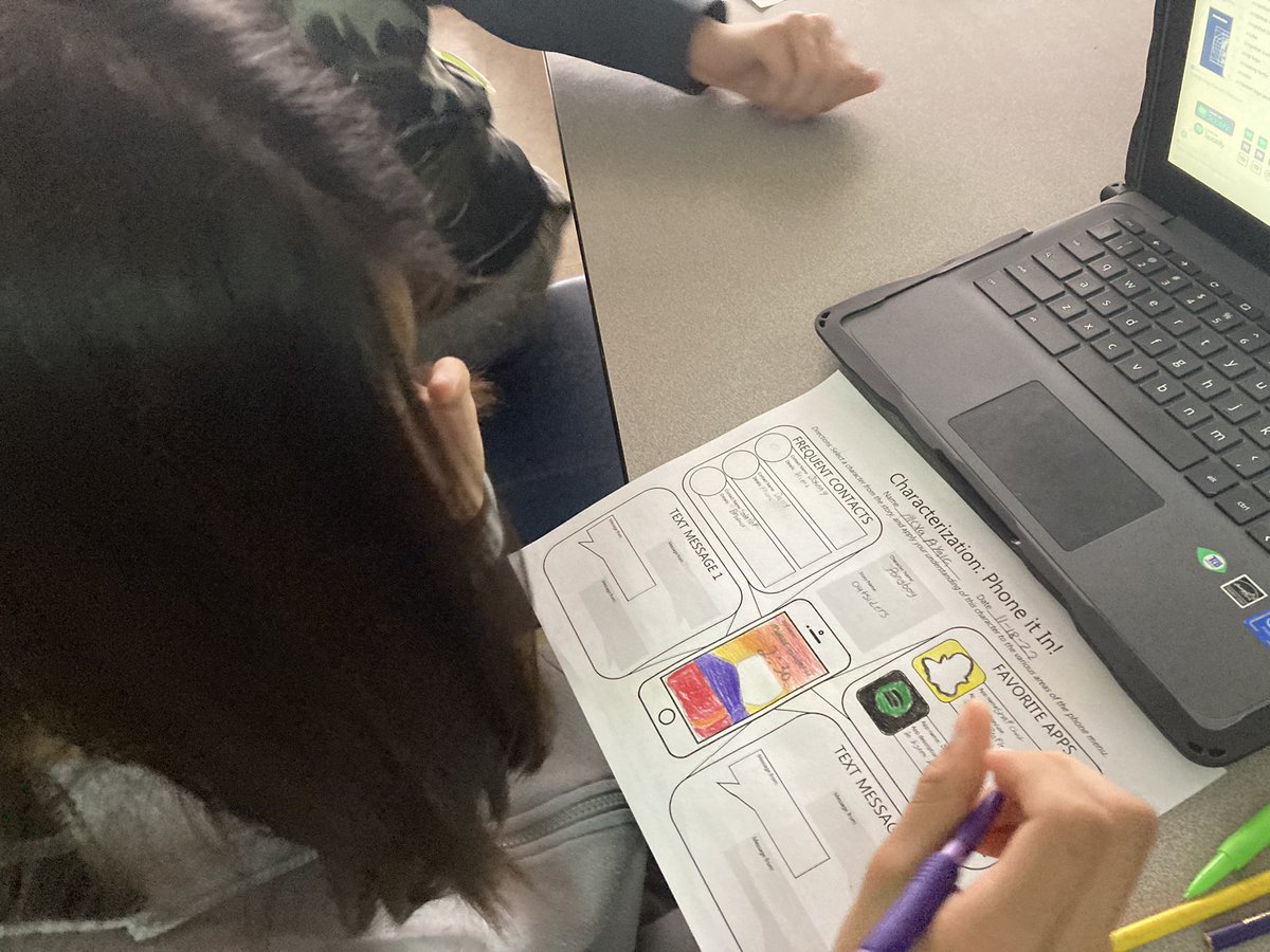 Fowler7th's tweet photo. Fun Outsiders Characterization activity- “Phone it in!” #gkcogs https://t.co/WjuNwARAaN