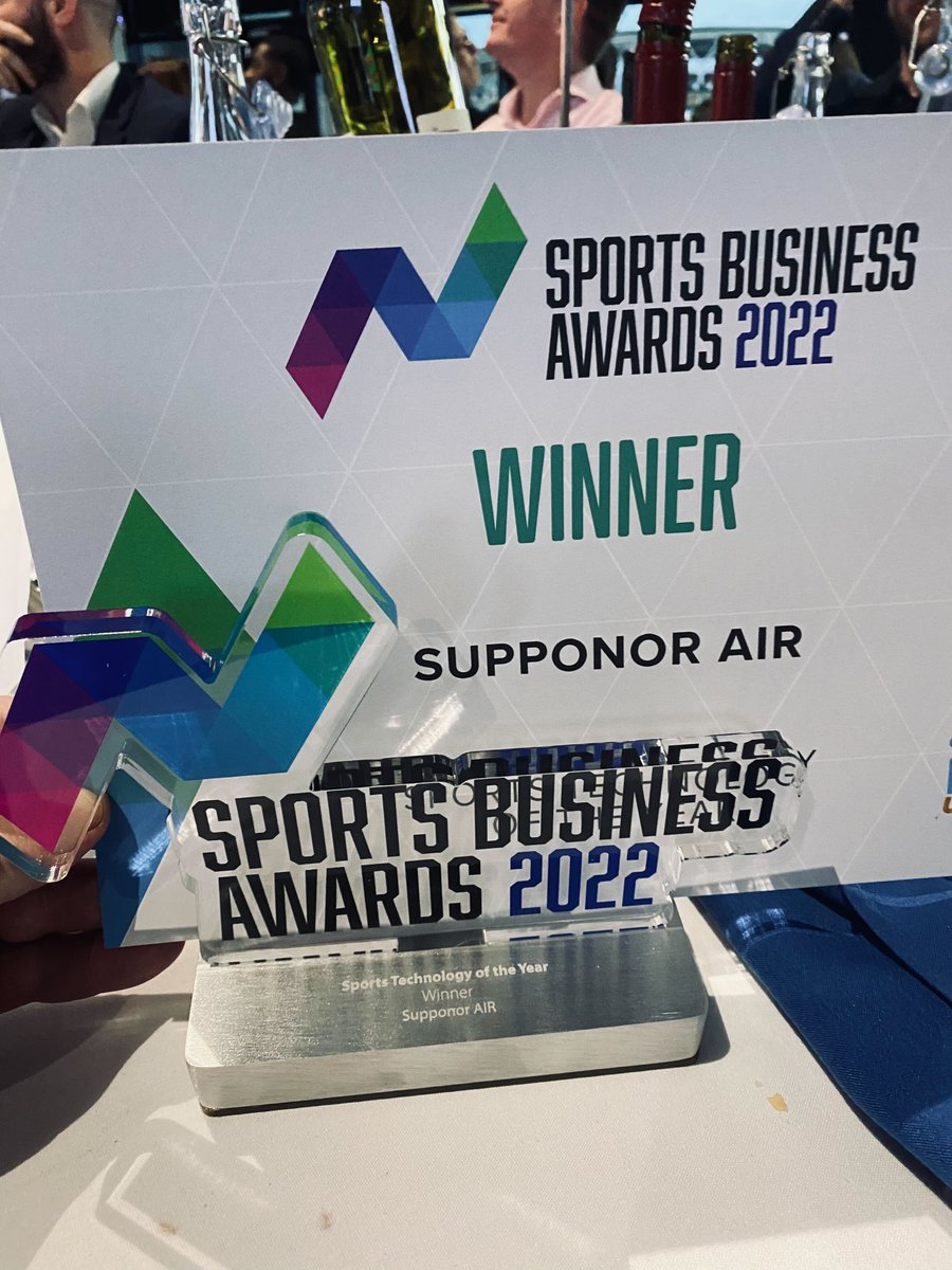 Supponor's tweet photo. We are thrilled to have won a #SBA2022 for Sports Technology of the Year!

It's such a privilege to have Supponor AIR® recognised next to other brilliant technologies that are transforming our industry. Congratulations to all other nominees and winners! https://t.co/DFqzJ3cnfe