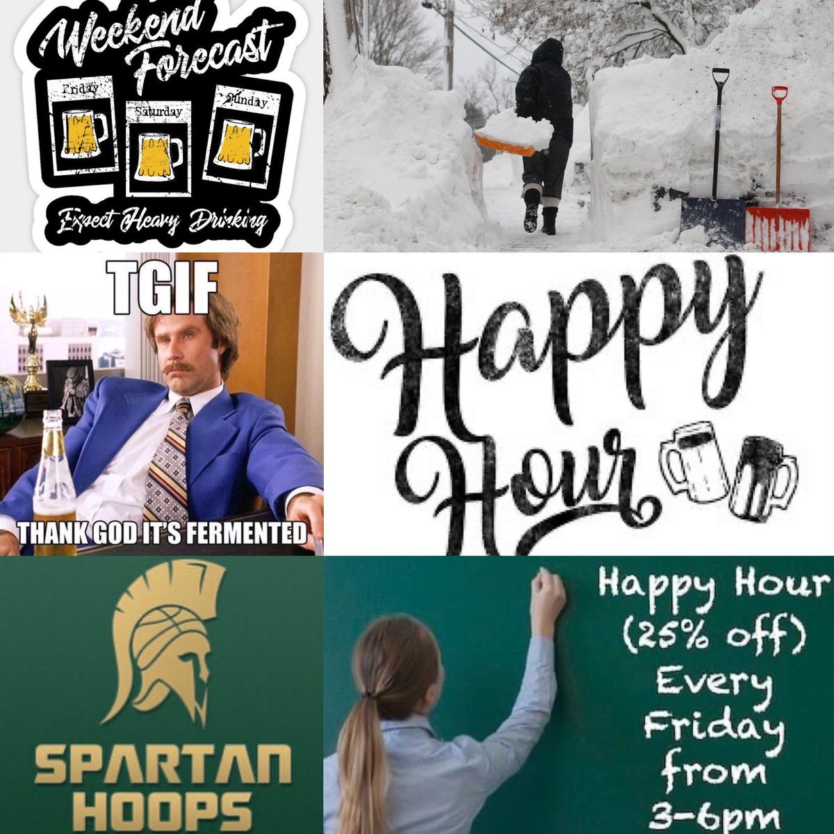 LGBrewingCo's tweet photo. Stop on in #friday after you finish shoveling the driveway for a #handcrafted #beer & #meal (12-10)
School employees get 25% 3-6pm, everyone gets a $1 off select craft beverages 4-6 & #msuhoops is at 8
Today’s specials #manhattanclaimchowder #turkeyreuben #mrmeaty #flatbread https://t.co/mIsQyd6PG3