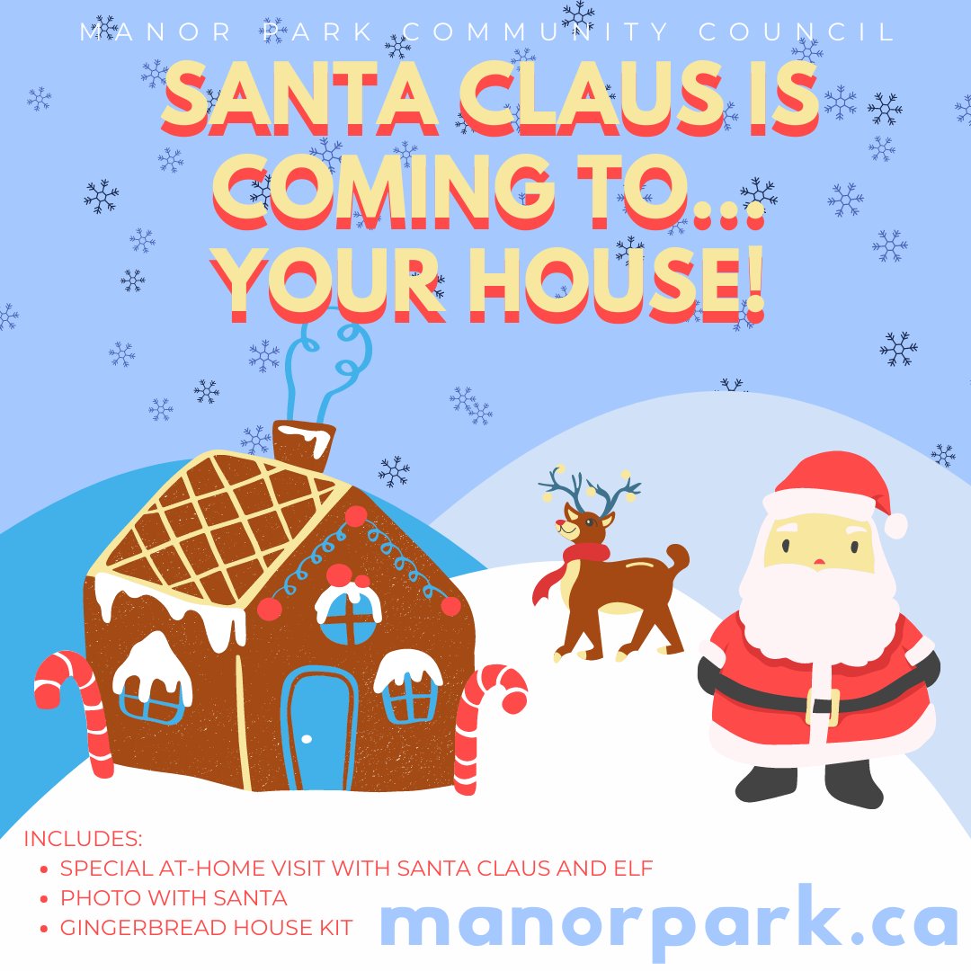 Santa Claus is coming to... YOUR HOUSE!
🎅☃️🎅☃️🎄

We've SOLD OUT for the past 2 years! Don't wait!
Order Now: amilia.com/store/en/manor…

AM or PM delivery time!
ONE DAY ONLY! Spaces are limited!
Delivery date: Sun, Dec 11, 2022, 9am - 5:00 PM
Details @ MANORPARK.CA
