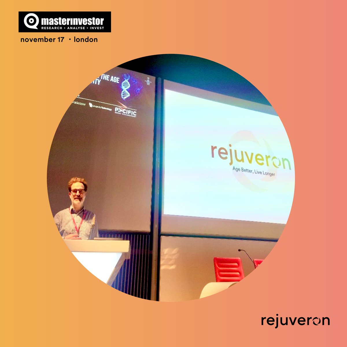 Spotlight on Stephen! Yesterday, our VP Discovery Biology, @mitomedicineman, shared exciting perspectives on #healthyaging at “Investing in the age of #longevity” and explained how @rejuveron_life aims to cure high unmet medical needs with a #novel therapeutic #paradigm.