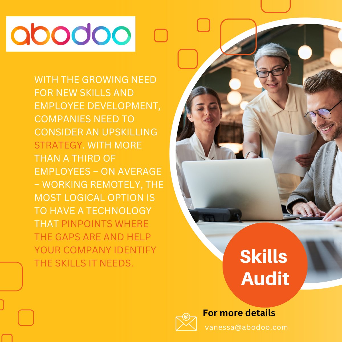As technology evolves, new skills are required and jobs tend to change. @AbodooLtd  Skills Analysis will identify where these gaps are in your team.