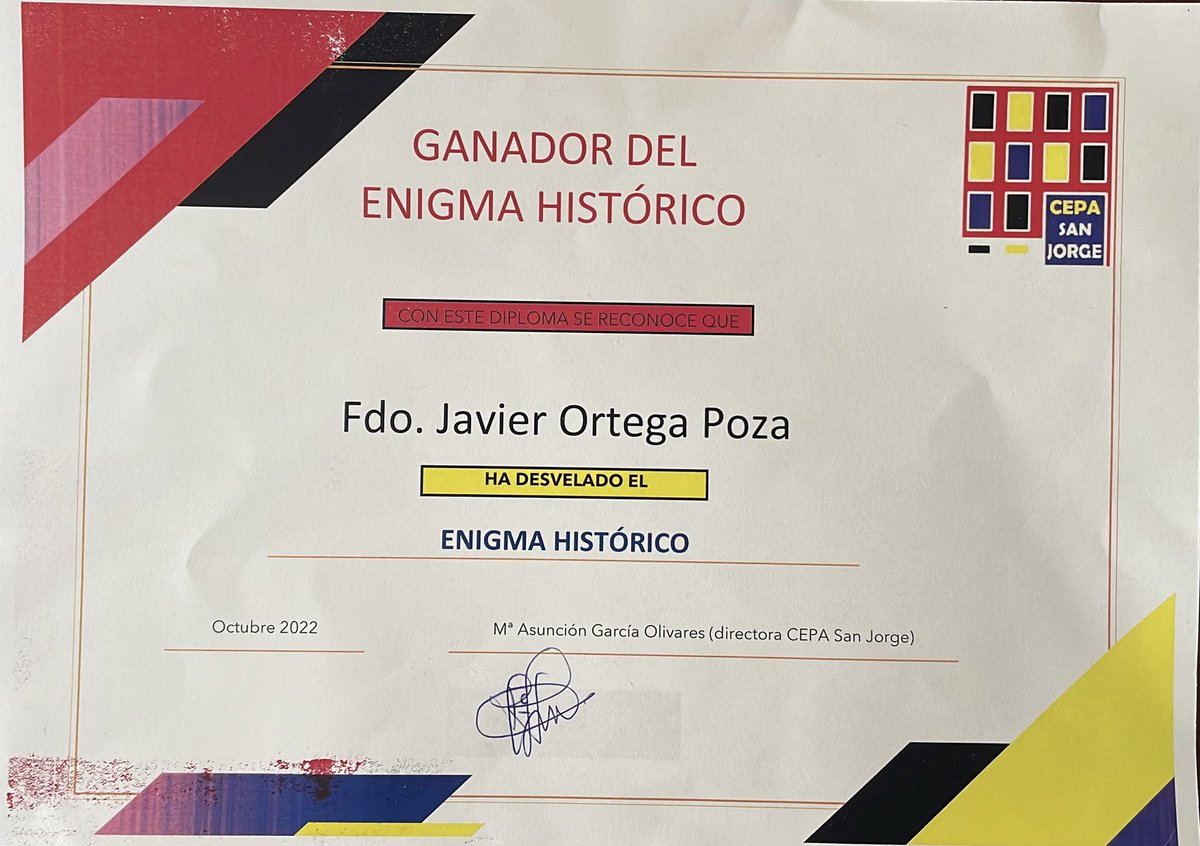 Mi padre 63 años, jubilado, con su vida resuelta; en Septiembre decide volver a las aulas y estudiar JAJAJAJAA, ha ganado un premio de Historia 
No me cansare nunca de decir, ojalá llegar a ser él en algún momento de mi vida 🫶🏼