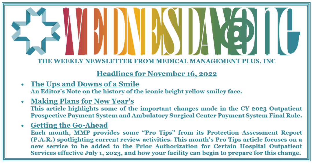 RTMDInsights's tweet photo. This week's issue of Wednesday@One highlights changes that are coming on January 1, 2023 from CMS's CY 2023 OPPS and ASC Payment System Final Rule. For a free subscription to Wednesday@One, go to https://t.co/rq9LSq0N00 https://t.co/auAGyUOueL