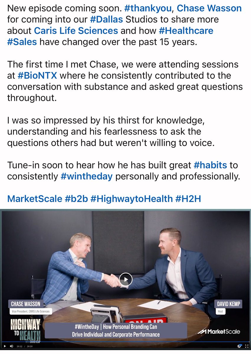 chase_wasson's tweet photo. Enjoyed the experience &amp; opportunity to be part of the #Highway2Health conversation @DavidKempB2B @MarketScale @carisls ⬇️ 🎧#WinTheDay https://t.co/4dkMET0iFy